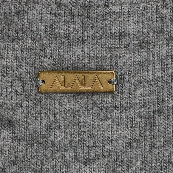 Alala Wander Sweatahirt light grey heathered v-neck Rib trim  side slits 1x - Picture 14 of 16
